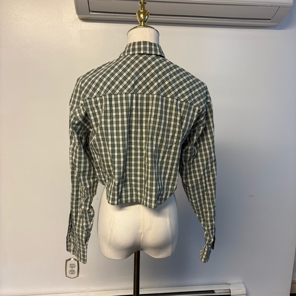 100% Cotton Aritzia Sunday Best Plaid Cropped Button-Up Shirt - Picture 2 of 4
